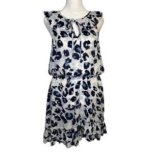 Parker white & blue print sleeveless mini dress size L
